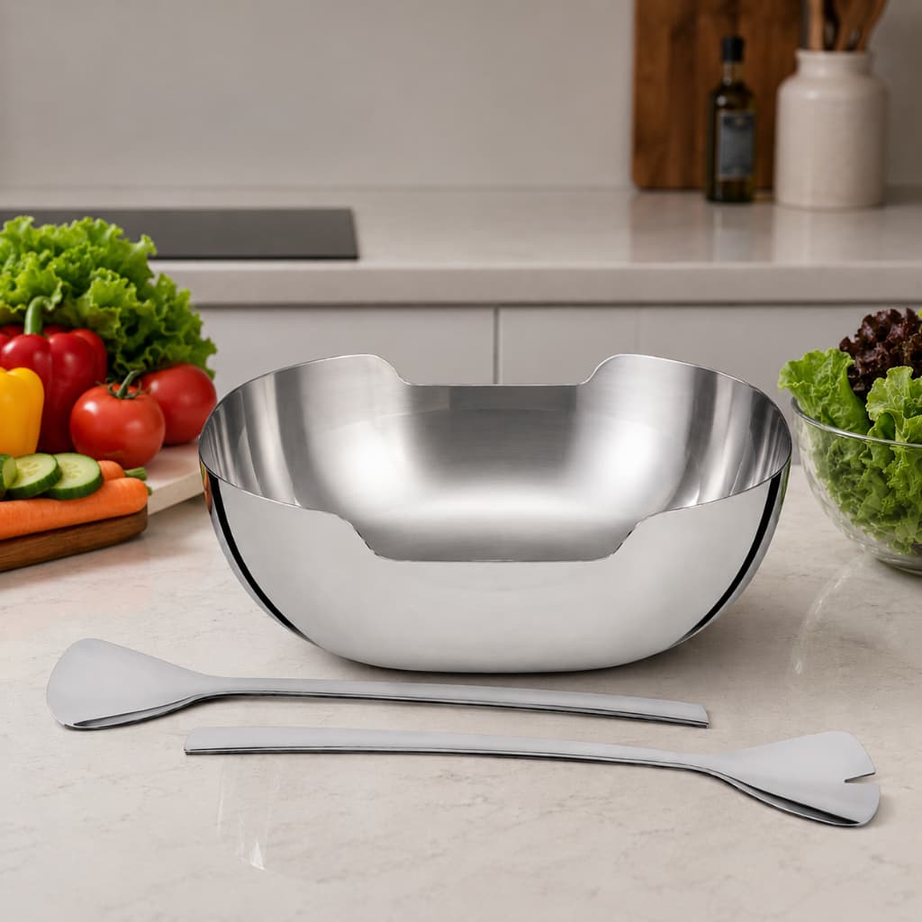 Saladeira Tramontina em Aço Inox com Pegadores – Design Moderno
