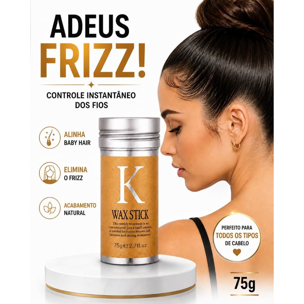 Pomada Bastão Cera Capilar 75g Anti Frizz Alinha Baby Hair Penteados