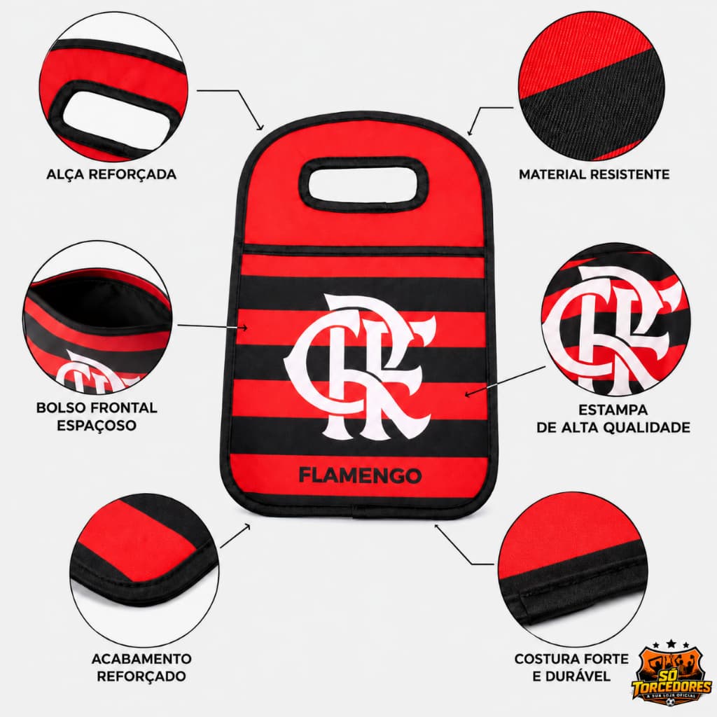 Lixeira Automotiva Oficial Flamengo Porta Lixo para Carro Organizador Resistente