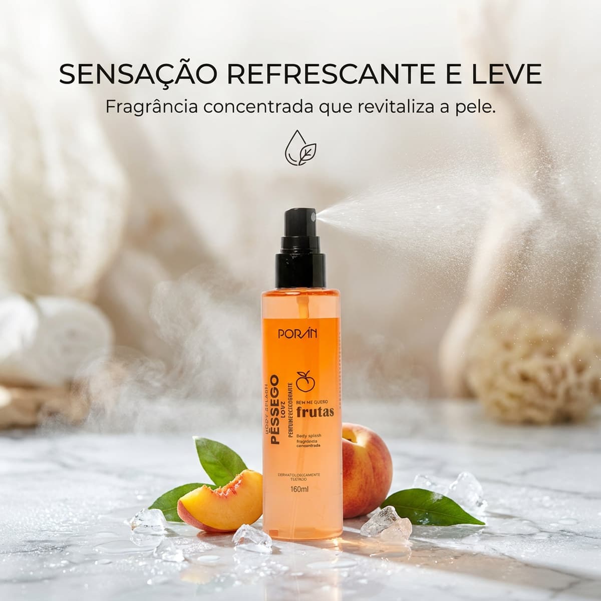Body Splash Pessego Love 160ML Poran Fragrância Marcante
