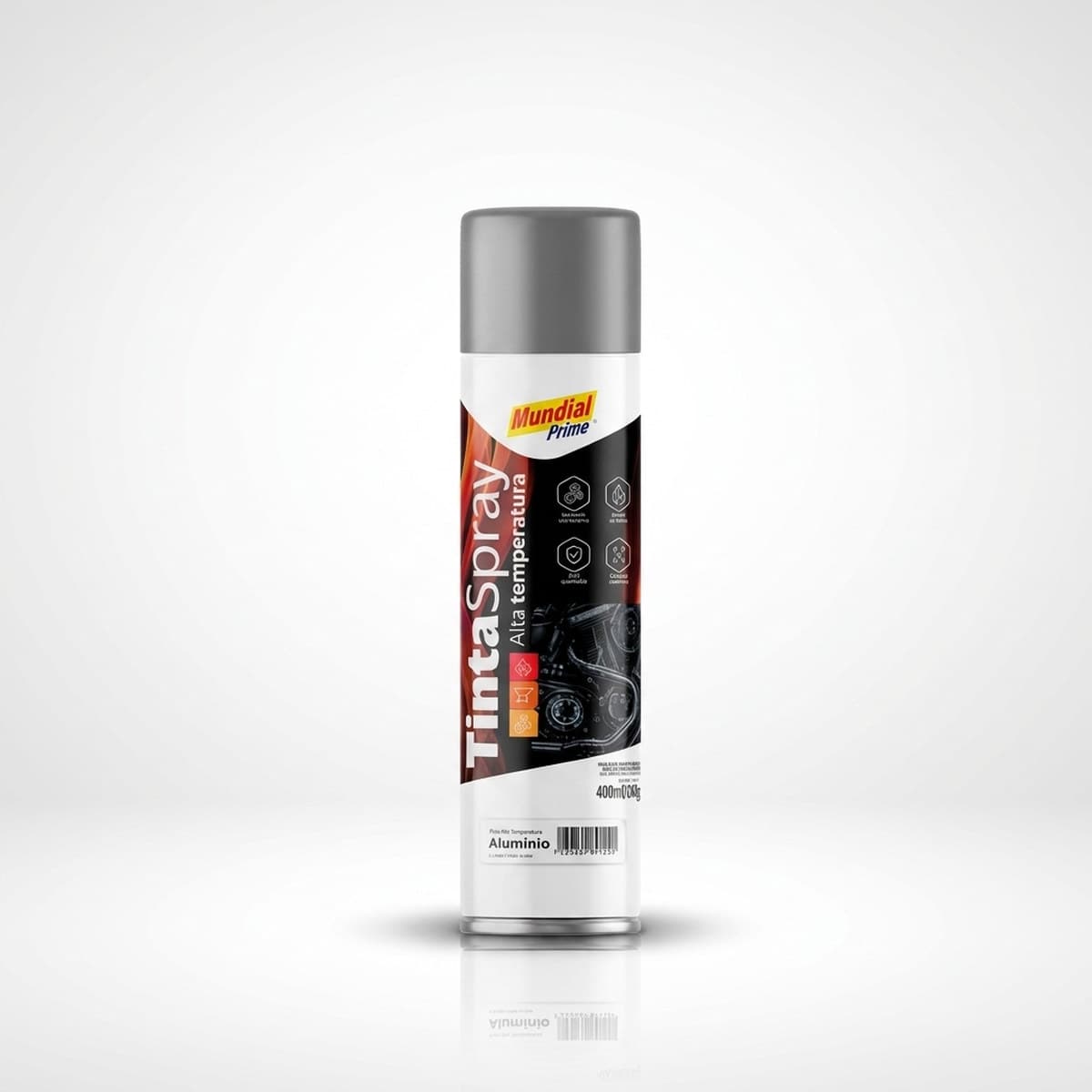 Tinta Spray Alta Temperatura Mundial Prime Alumínio 400ml resistente ao calor para escapamentos
