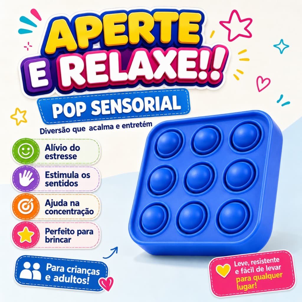 PopRelax Recurso Terapêutico | Autismo TEA TDAH Ansiedade | Foco Concentração | Brinquedo Sensorial