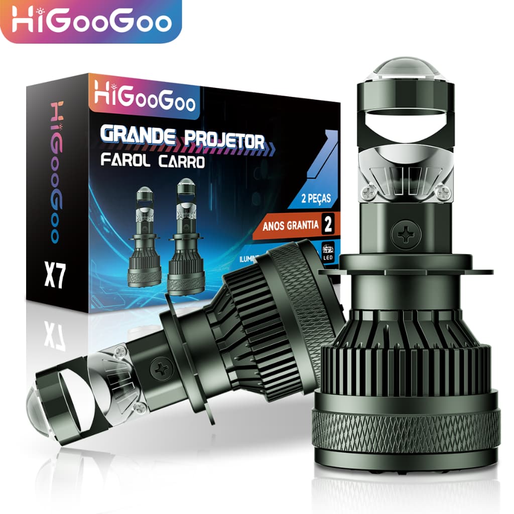 HiGooGoo 35000LM H4 LED Lâmpada De Farol Projetor Carro 180W 6500K  Dois Anos  9V-60V