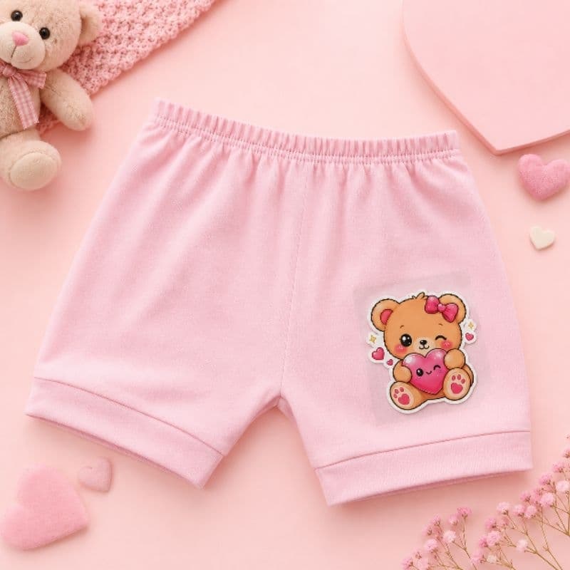 🎀 SHORTINHO INFANTIL FEMININO – ROSA COM URSINHO 🧸💕