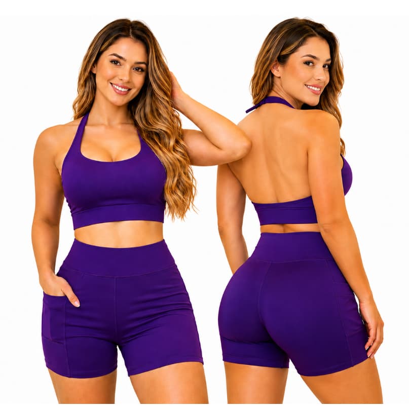 Conjunto Academia Feminino Roupa Fitness Short Cintura Alta Conjunto Para Academia Conjunto Musculação Corrida REF1177