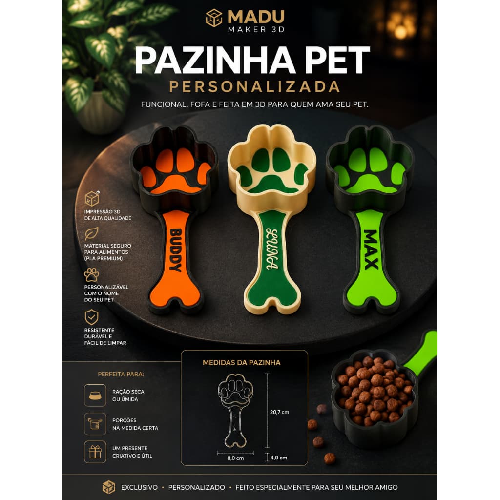 Pá de Comida para Animais Personalizada