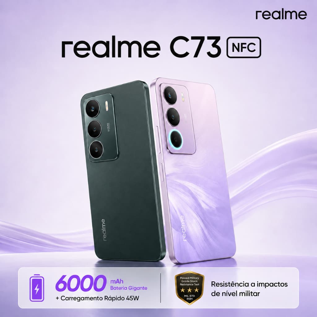 Celular Realme C73 4G 6000mAh 50MP 45W 120Hz Novo e original Versão Global