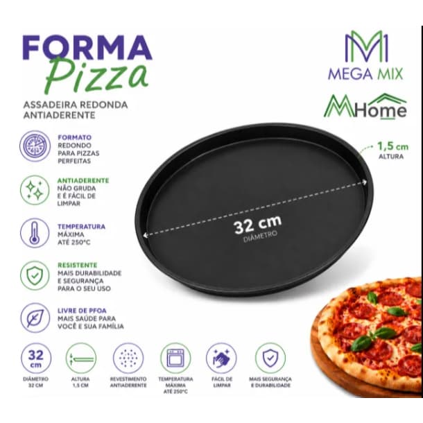 Forma De pizza mhome metal antiaderente 32cm