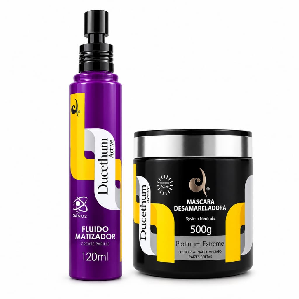 KIT Máscara + Fluido Matizador Desamareladora Dueethum Platinum Extreme 500g