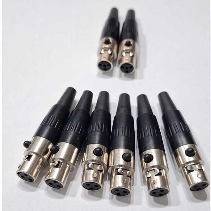 Kit Mini Plug XLR Fêmea 3 Pinos e 4 Pinos para Mic de Lapela