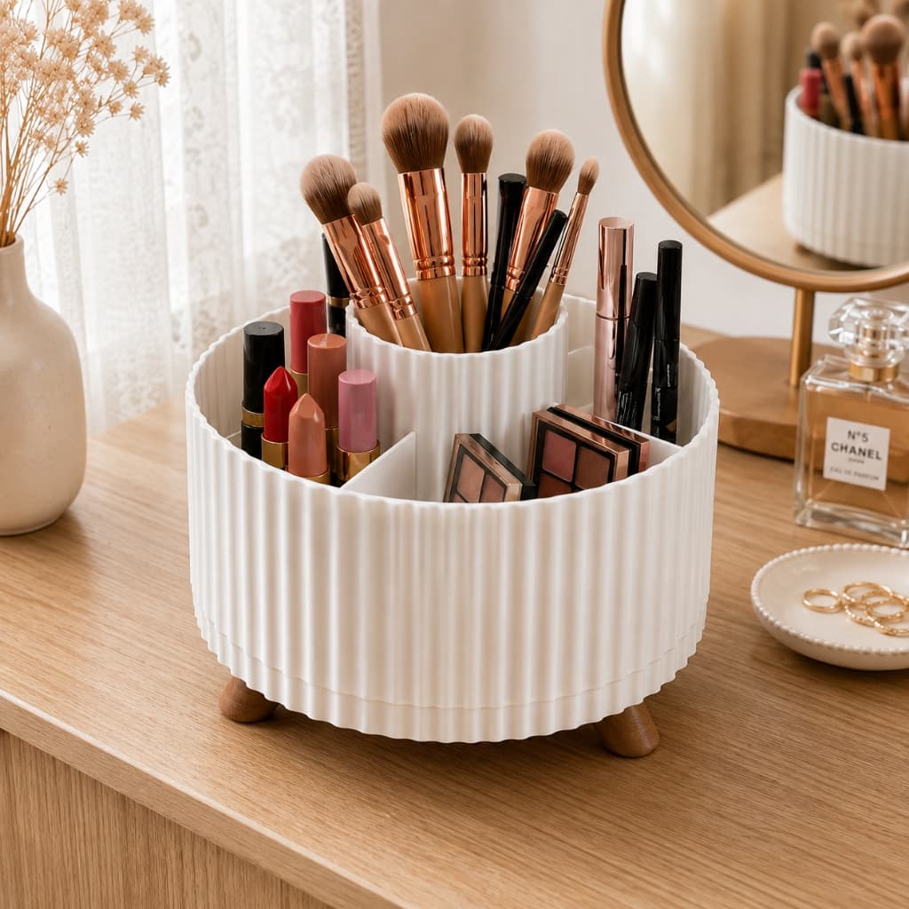 Organizador de Maquiagem Giratório 360° Porta Maquiagem Cosméticos Pincéis Batom para Bancada