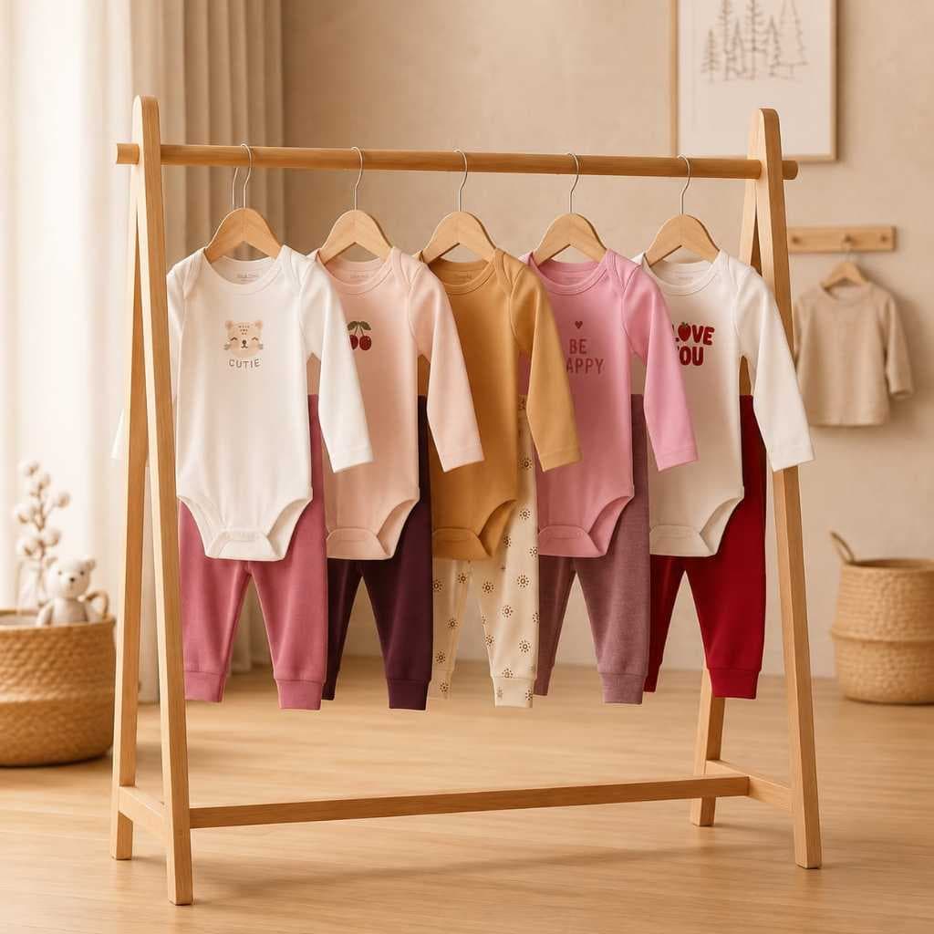 KIT 10 peças Body c/ Calça Bebê menina Sortidos 100% Algodão - Serafina