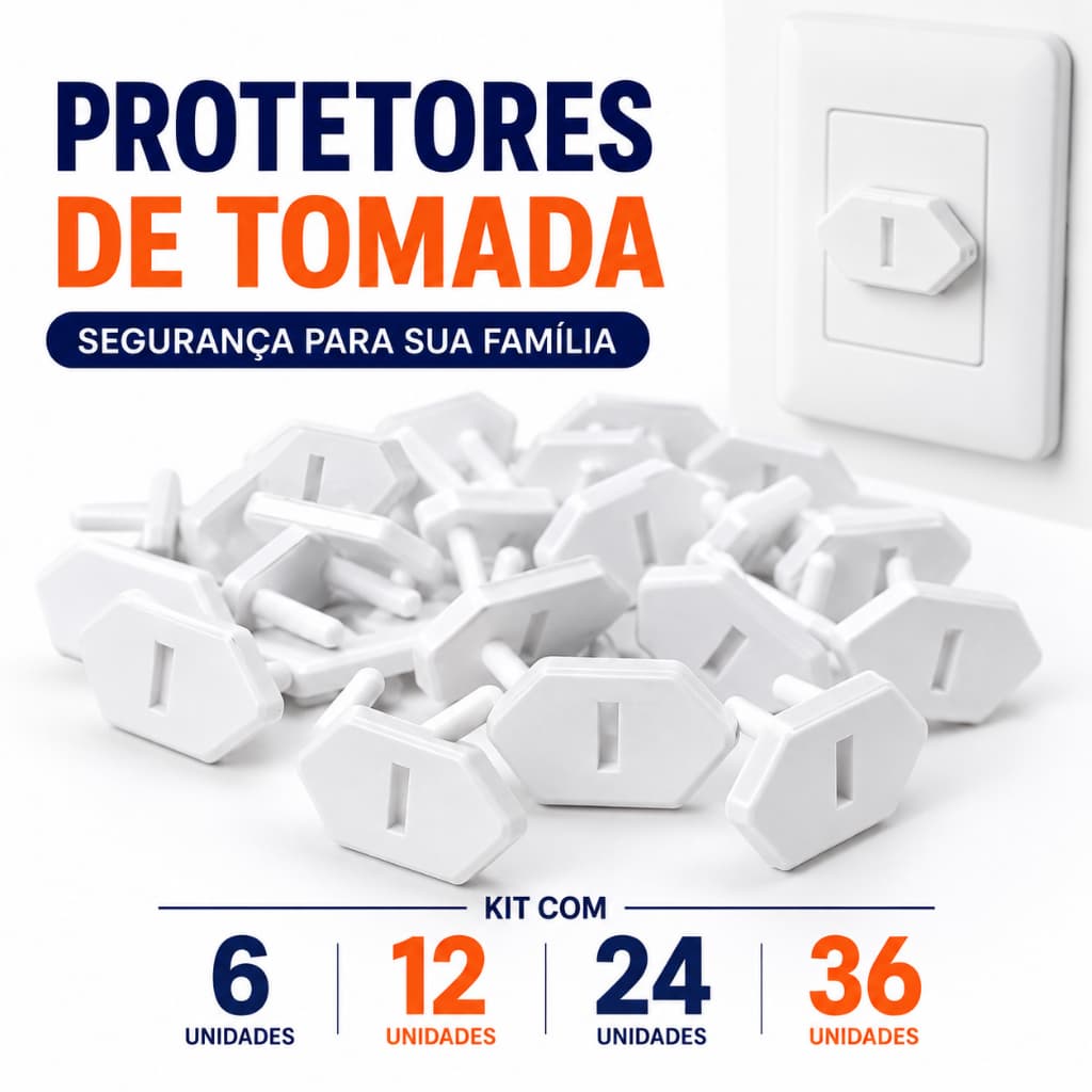 Kit 6/12/24/36 Protetor de Tomada Bebê/cricanças Segurança Contra Choque Elétrico + chave de segurança