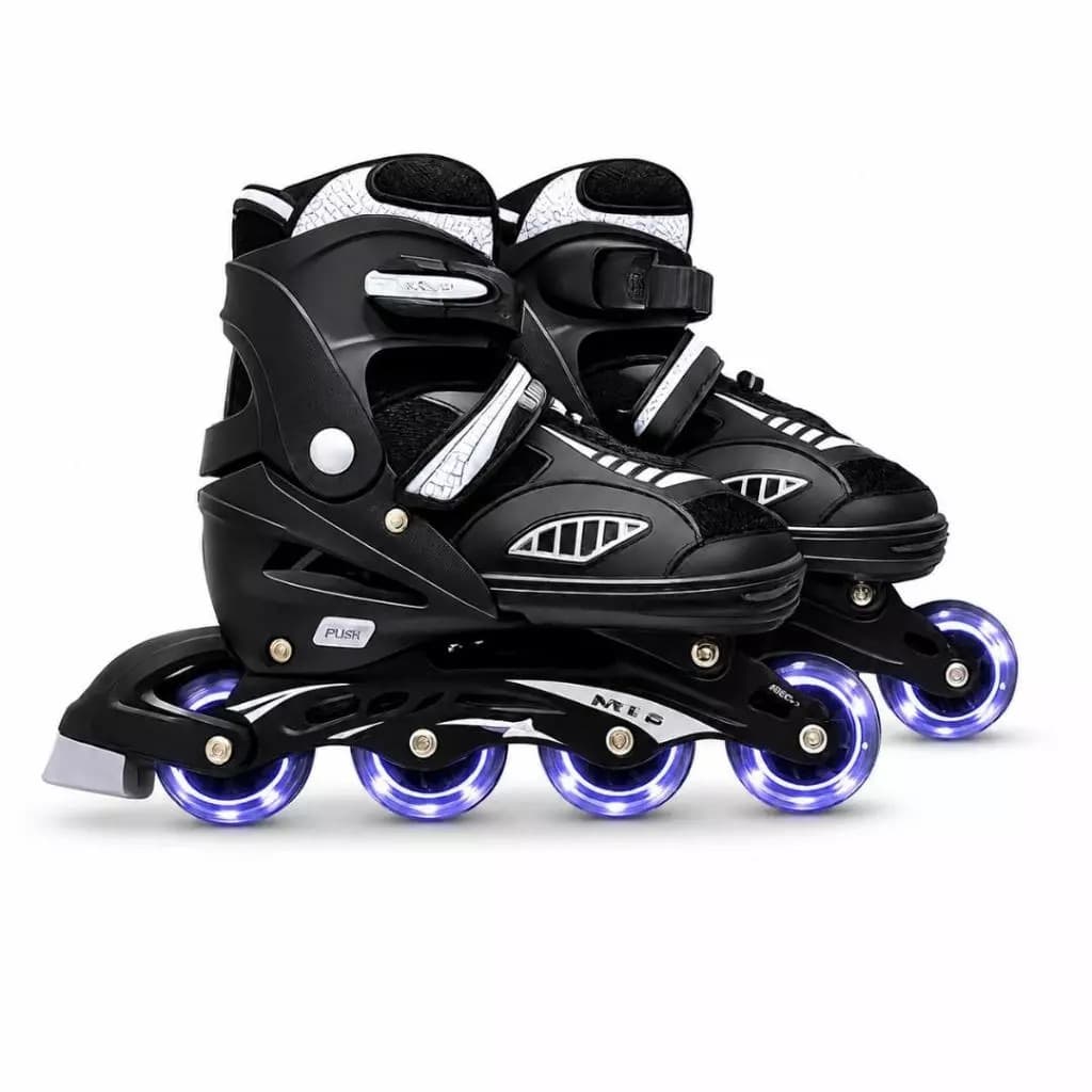 Patins Roller Inline Semi-Profissional Rosa/Preto Tamanho Regulável 28 ao 32 / 33-36 / 37/40. Rodinhas Todas Com LED