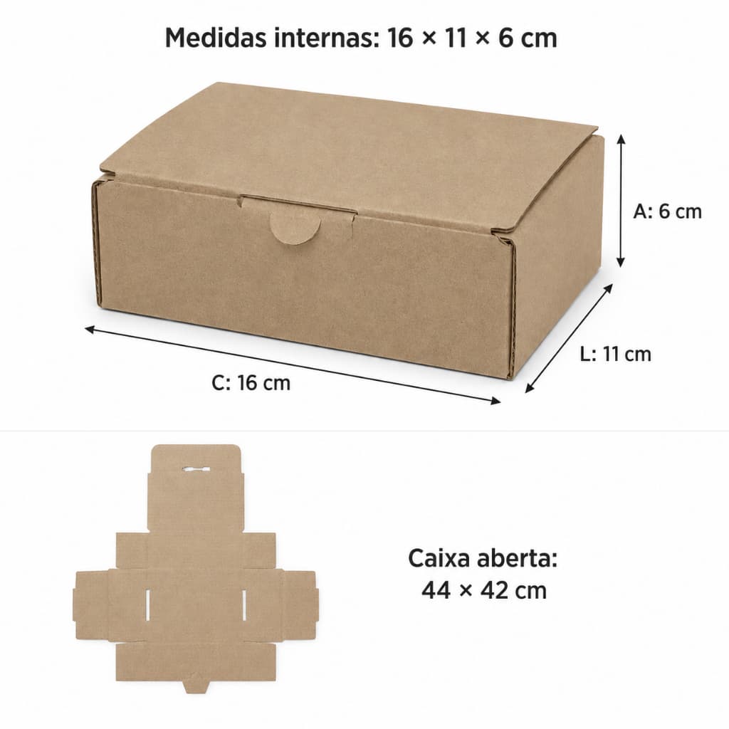 Kit 25 Caixas Papelão Correio 16x11x6cm E-commerce