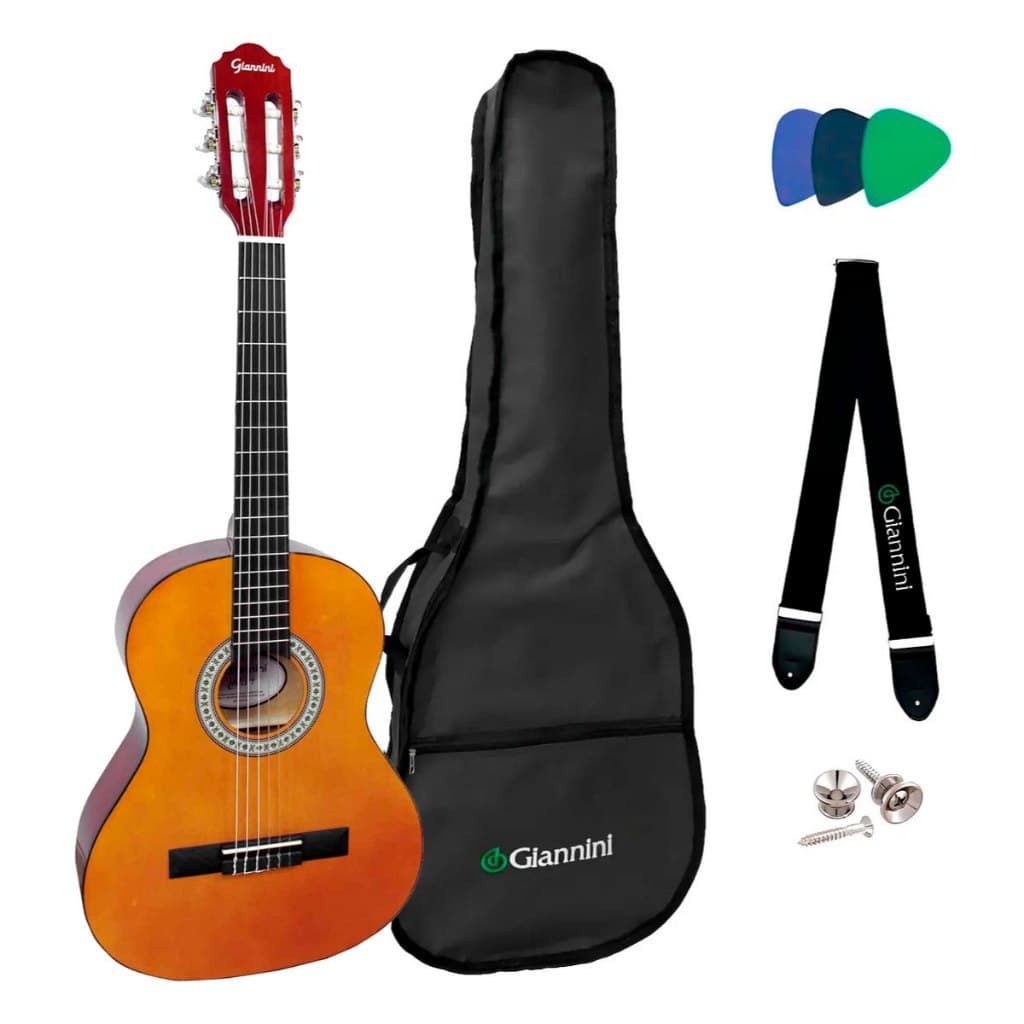 VIOLÃO GIANNINI NYLON START JUVENIL N-6 NT 3/4 COM CAPA E CINTO