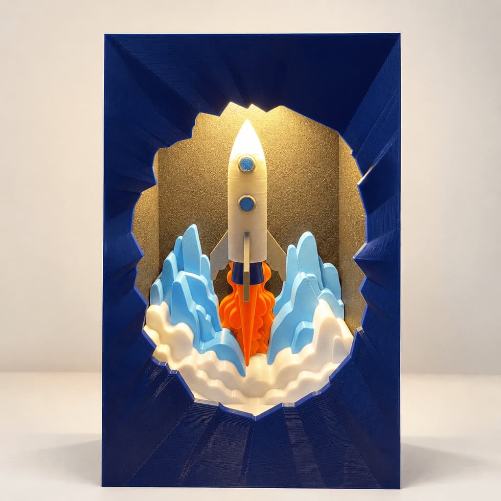 Luminária Infantil Foguete LED Abajur Luz Noturna Decoração Quarto Infantil Bebê Espaço Astronauta