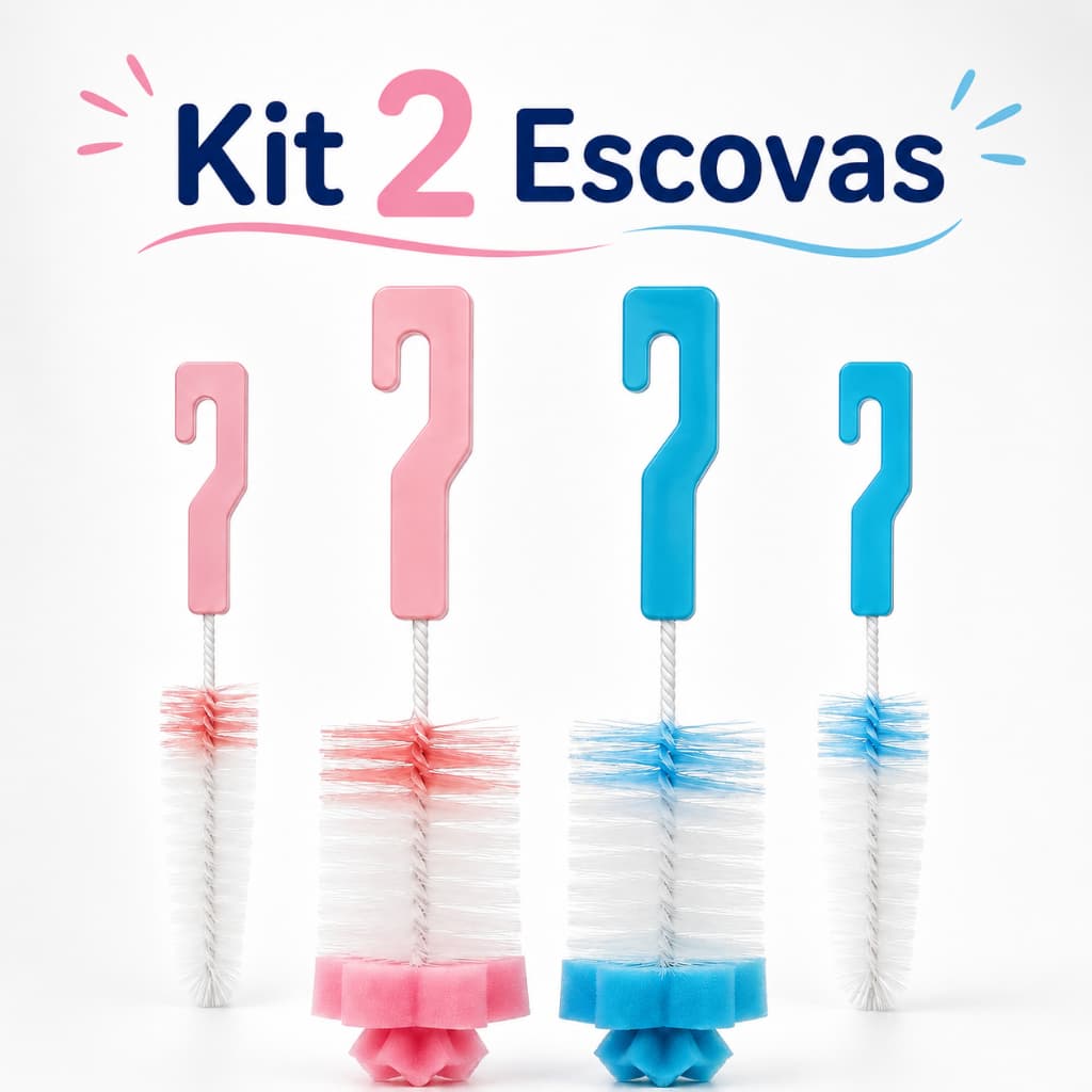 Escova de Mamadeira Para Limpeza Copos e Garrafas Cerdas Macias e Flexíveis