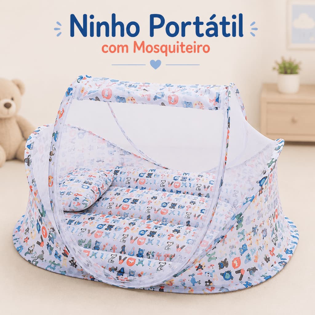Berço Portátil Com Mosquiteiro Protetor Ninho Redutor Conforto Unissex bebê