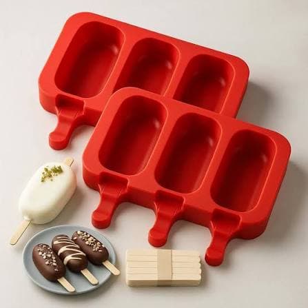 Forma de Silicone para Picolé e Sorvete com Tampa com 50 palitos- Versátil e Fácil de Armazenar