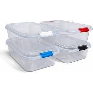 Caixa Organizadora All Stock 10 L Transparente com Travas Coloridas