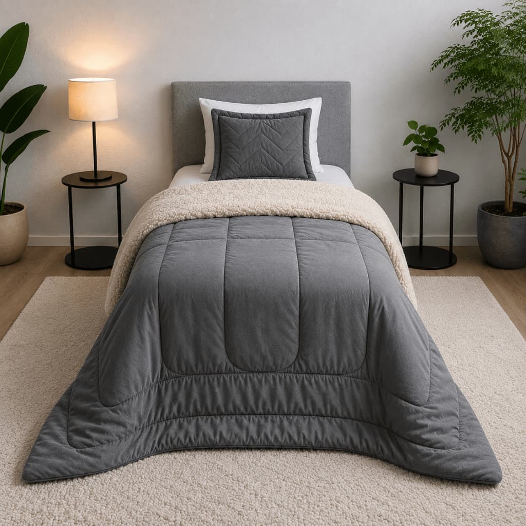 Coberdrom Solteiro Plush Sherpa Pele de Carneiro 2,40m x 1,50m Quentinho, Fofinho