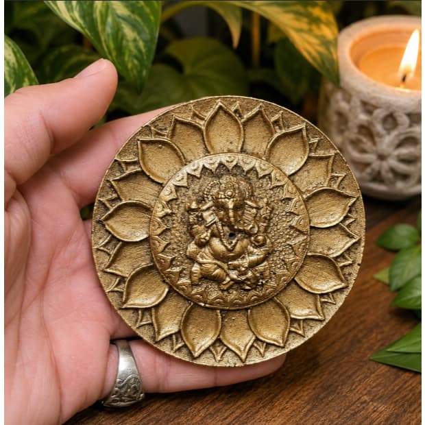 Ganesha Incensário Palito 10 cm Prosperidade | Decoração Esotérica Porta Incenso