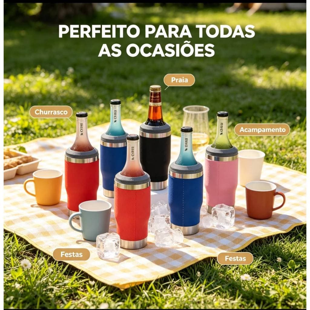 Capo Térmica Refrigerante para Garrafa 2 Tampa Mantém Bebida Gelada, Várias Cores 400/420ML Ga-55