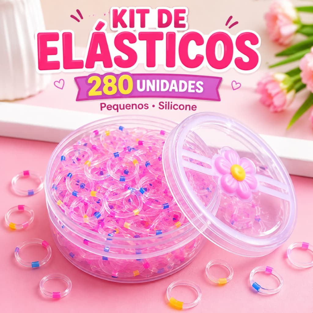 Kit 280 Elásticos de Cabelo Pequenos de Silicone Coloridos