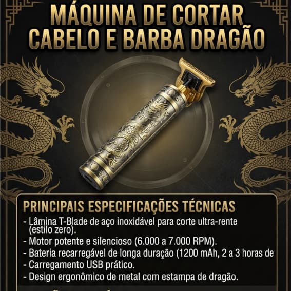MÁQUINA DE CORTAR CABELO E BARBA  MASCULINO