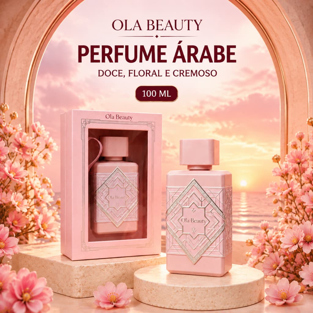 Eletromex Ola Beauty Perfume Árabe Feminino 100ml Doce Floral Cremoso Estojo Presente Fragrância Envolvente Dia e Noite