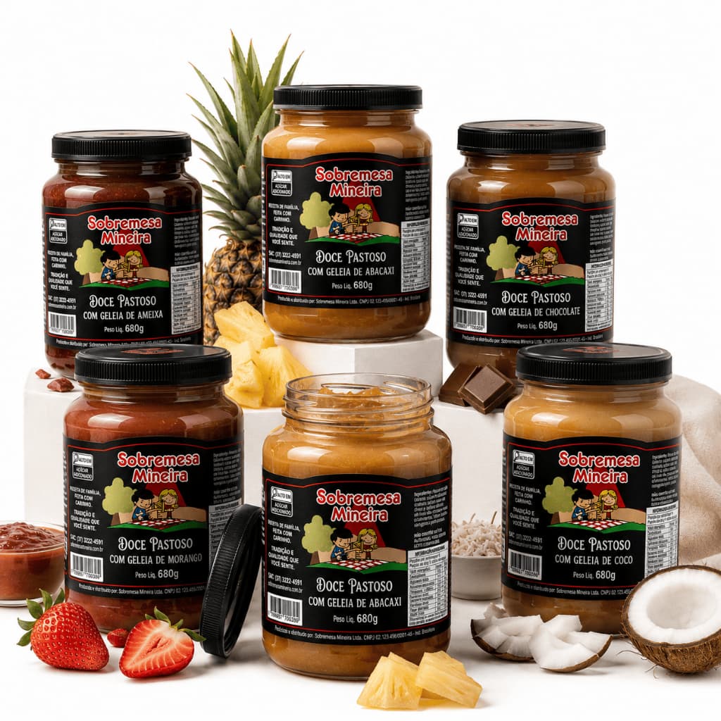 Kit 5 Doce De Leite Sobremesa Mineira - 5 Potes Sabores Variados
