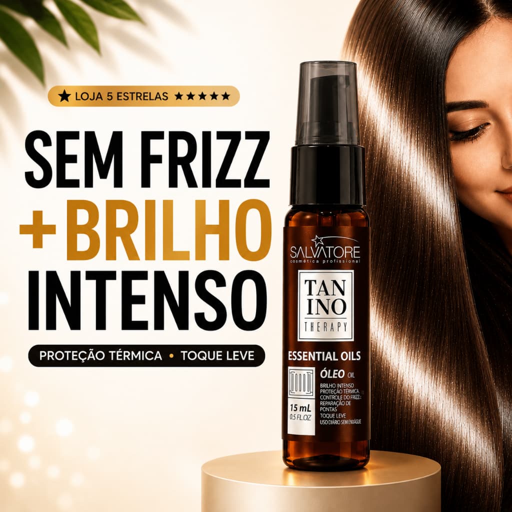 Óleo Finalizador Antifrizz Salvatore Essential Oils 15ml Reparador de Pontas Brilho Intenso Proteção Térmica