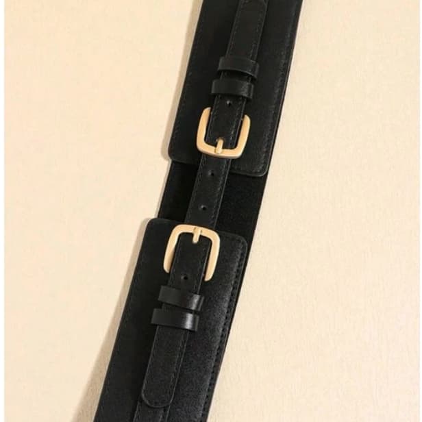 Cinto Elástico Feminino Elegante Retrô Com Fivelas Ajustáveis
