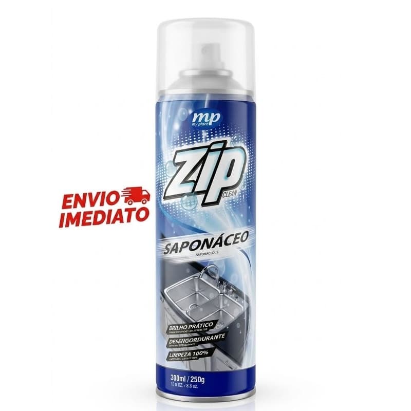 Kit 1 e 2 unidades Saponáceo Spray Zip Clean 300ml - Remove Gordura Difícil e Dá Brilho Instantâneo em Pias e Inox