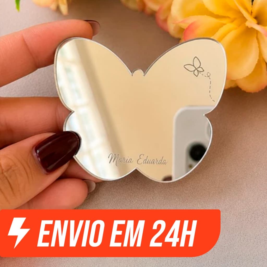 Kit Espelhos de Bolsa Acrílico Personalizado 6cm (VERSÃO SEM BASE) – Brinde Mimo Salão e Eventos | Kits com 15/30/50/75