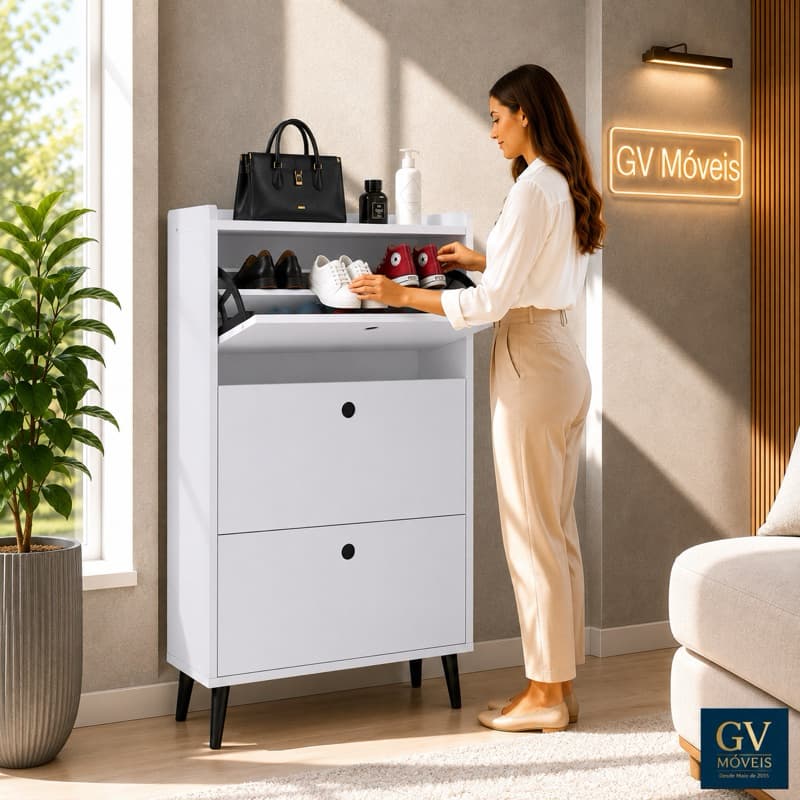 Sapateira 2 ou 3 Portas para até 18 Pares Calçados - Elegante Moderna Ideal Para Quarto ou Corredor