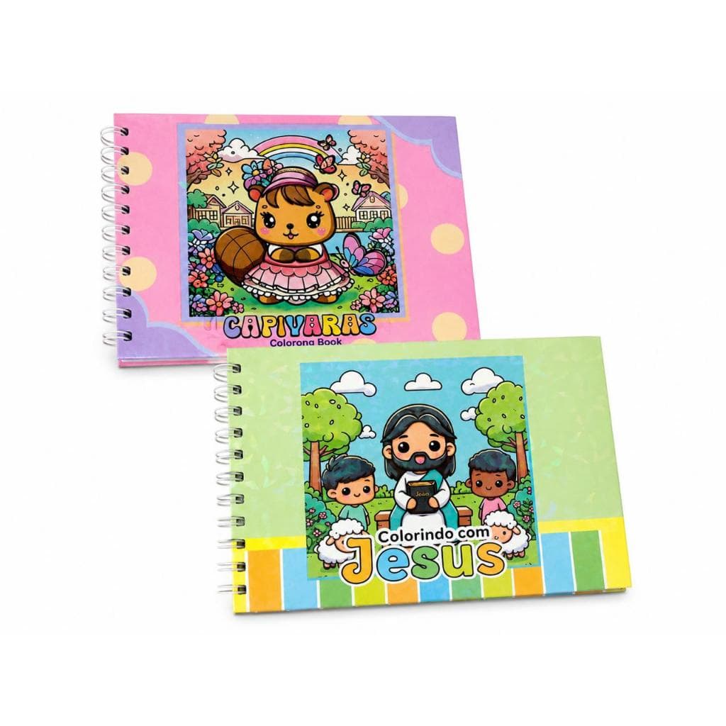 Kit 2 Livros De Colorir Infantil Capivaras + Colorindo Com Jesus Presente Atividade Criativas