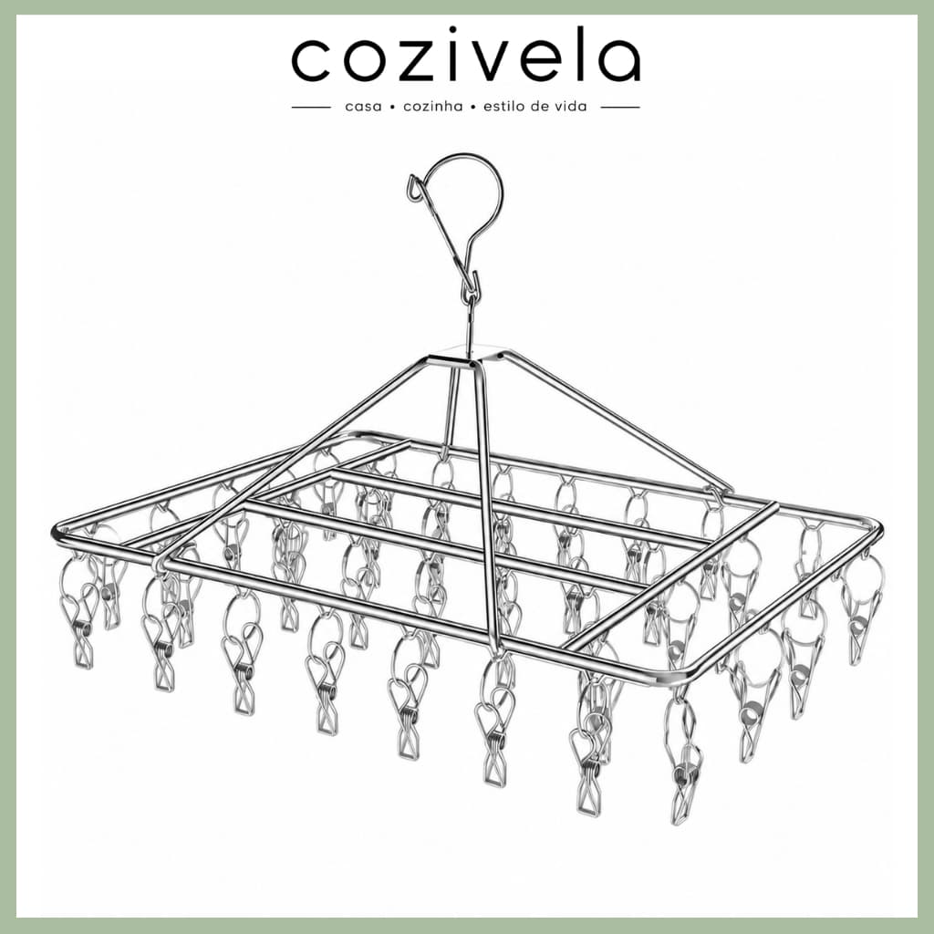 Varal Multi Clips Para Roupa Intima Para Calcinha Meia Cueca Reforçado inox Premium