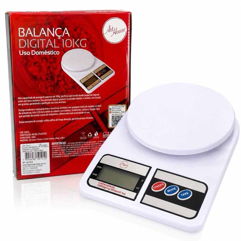 Balança de Cozinha Digital Multifuncional 10kg Aço Inoxidável Display Eletrônica Medição de Alimentos