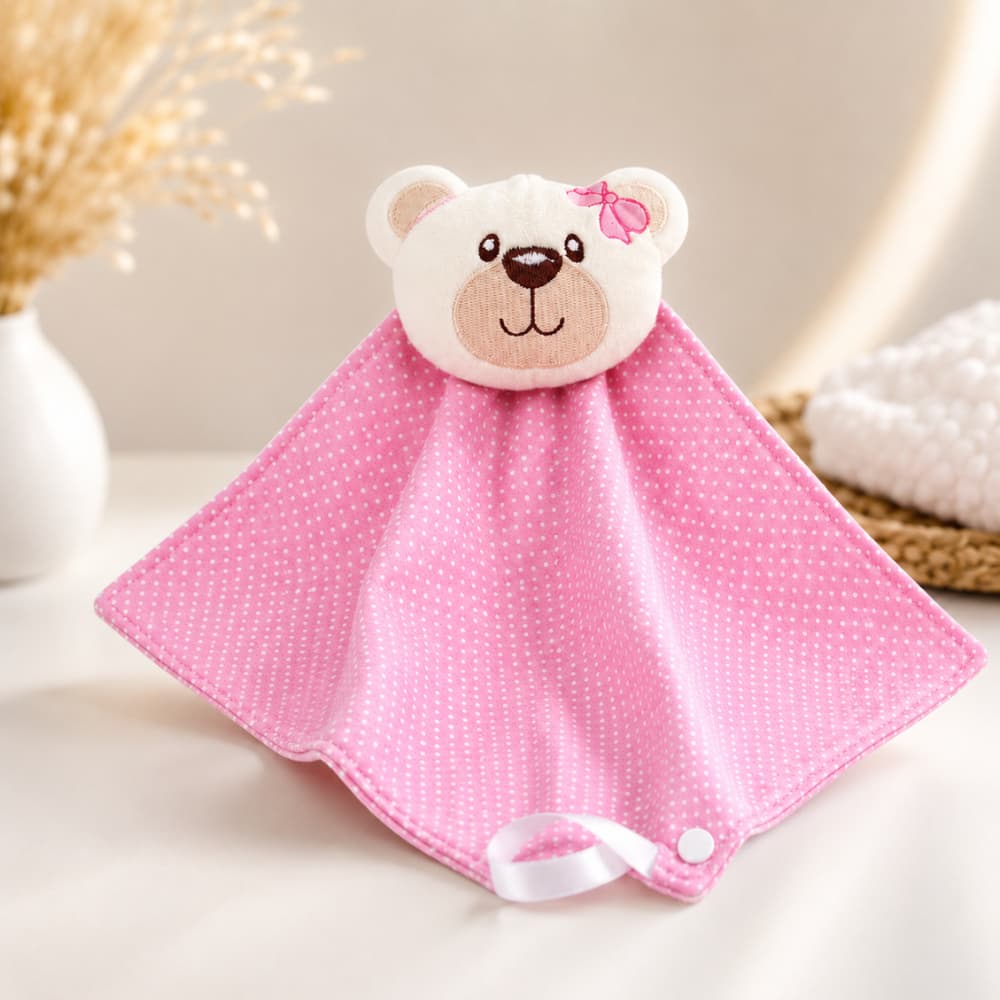 Naninha para Bebê com Bichinho e Porta Chupeta Fraldinha de Apego Menino Menina Algodão