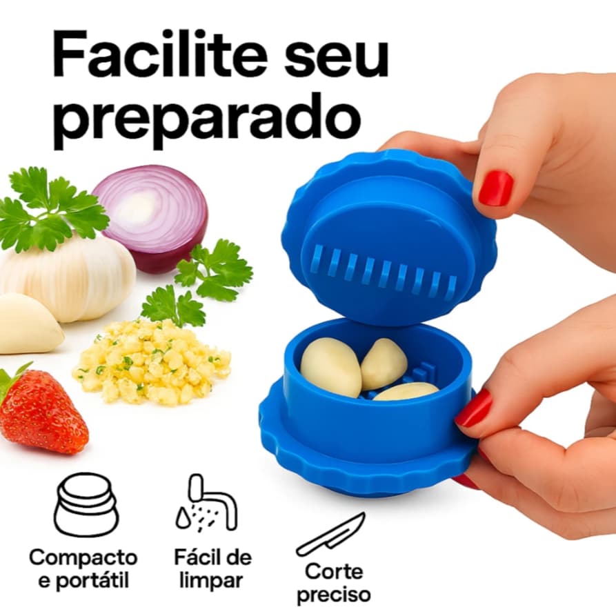 Triturador de Alho Manual Amassador Moedor de Alho e Temperos Prático Utensílio de Cozinha
