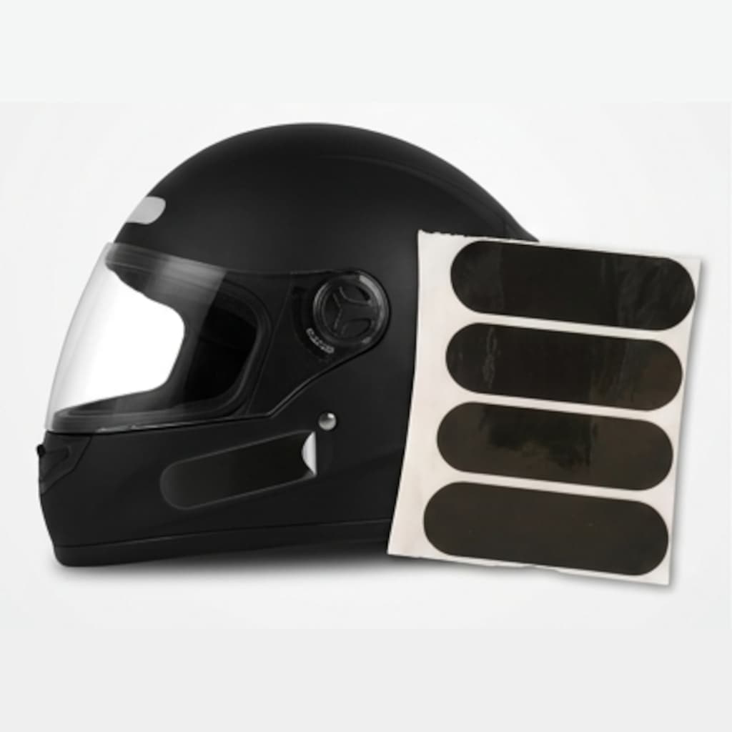 Adesivo Refletivo Capacete Moto Preto com 4 - Lei Contran Detran Padrão 3M Polivisor