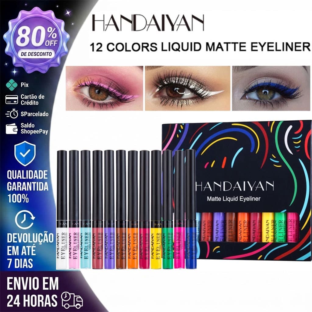 Handaiyan Lápis Delineador Colorido Fosco À Prova D 'Água Em 12 Cores / kit Delineador De Olhos Verdes De Longa Duração