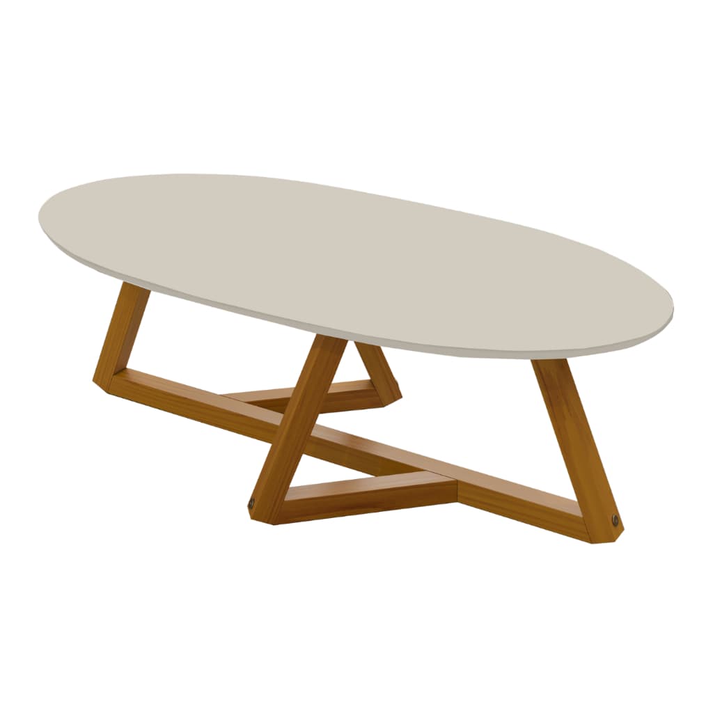 Mesa de Centro Oval Pés em Madeira Para Sala Studio Escritório Loja Quarto