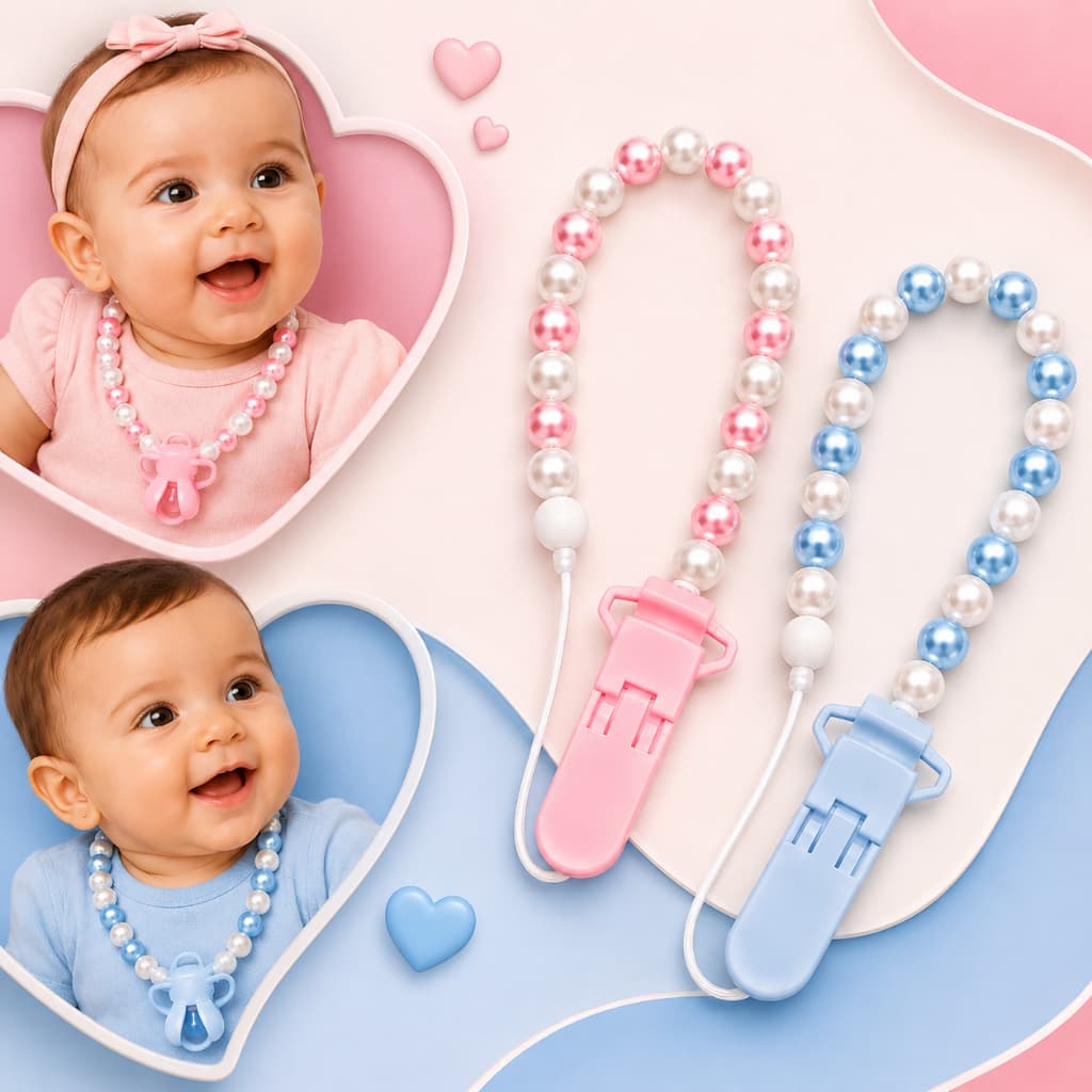 Kit Prendedor de chupeta com trava Personalizado Com Nome para Chupetas, Mordedores e Brinquedos Bebê - Envio Imediato