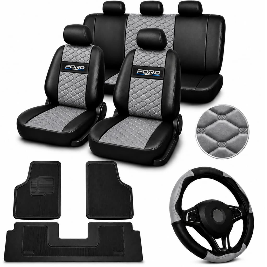 Capa Banco Carro Couro Ford Focus Hatch 2006 2007 2008 2009 2010 tapete de carro + capa de volante
