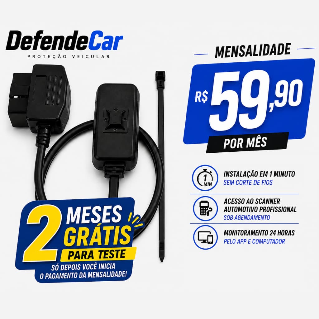 RASTREADOR DE CARRO 4G GPS OBD2 DEFENDECAR + 2 MESES GRÁTIS