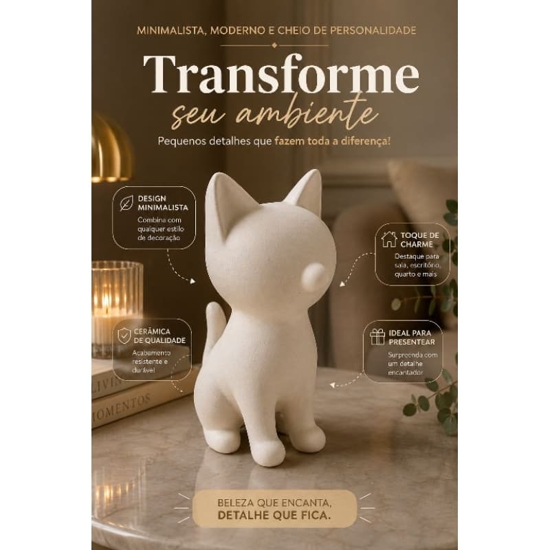Vaso Decorativo Marie Gato em Cerâmica para Sala