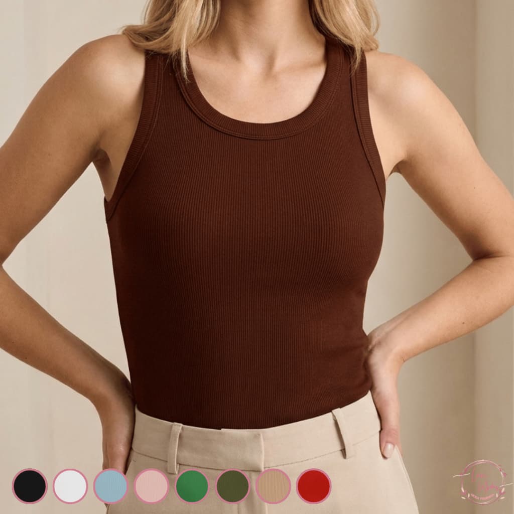 Regata Canelada Feminina Ribana Lisa Blusa Básica Camiseta Casual